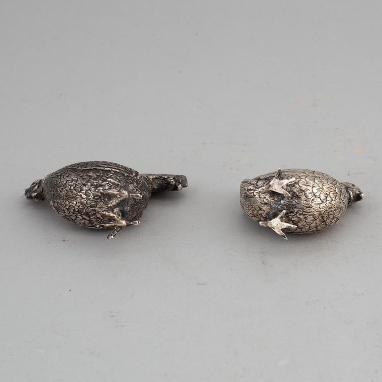 Two silver salt cellars, swedish import marks.