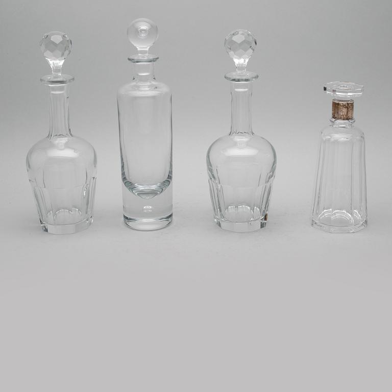 KARAFFER, 4 st, glas, bla "Pippi", Walter Hickman, Kosta.