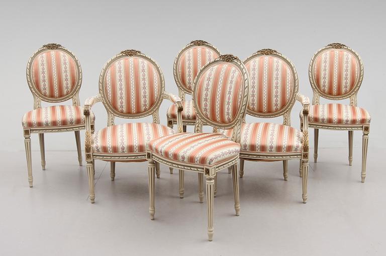 MATGRUPP, 7 delar, gustaviansk stil, 1900-talets andra hälft.