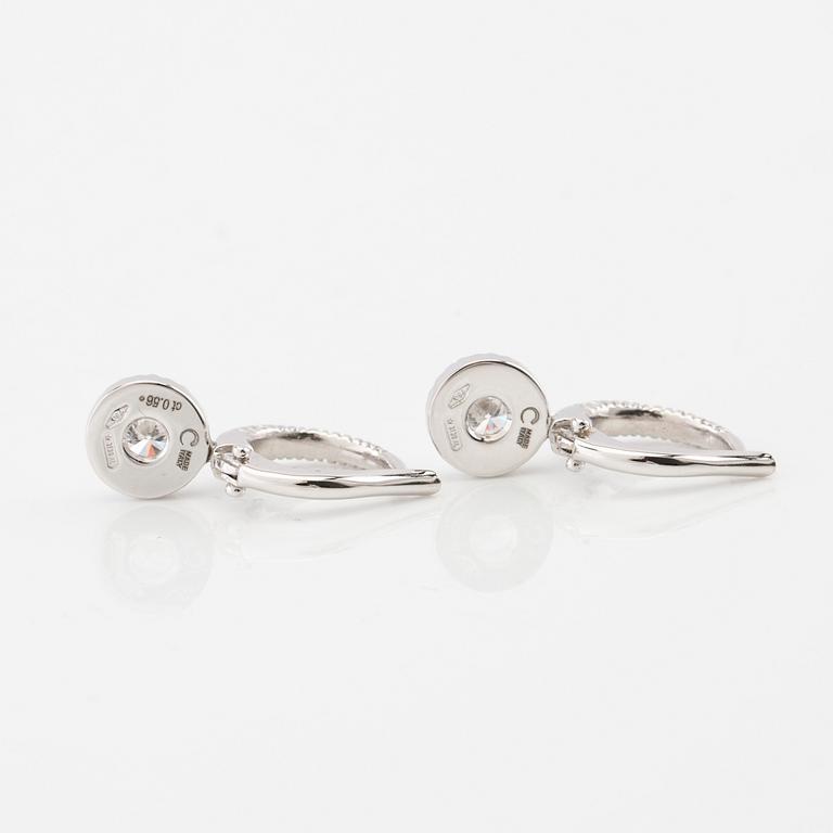 Crivelli, a pair of 18K white gold earrings with round brilliant-cut diamonds, Alessandria Italy.