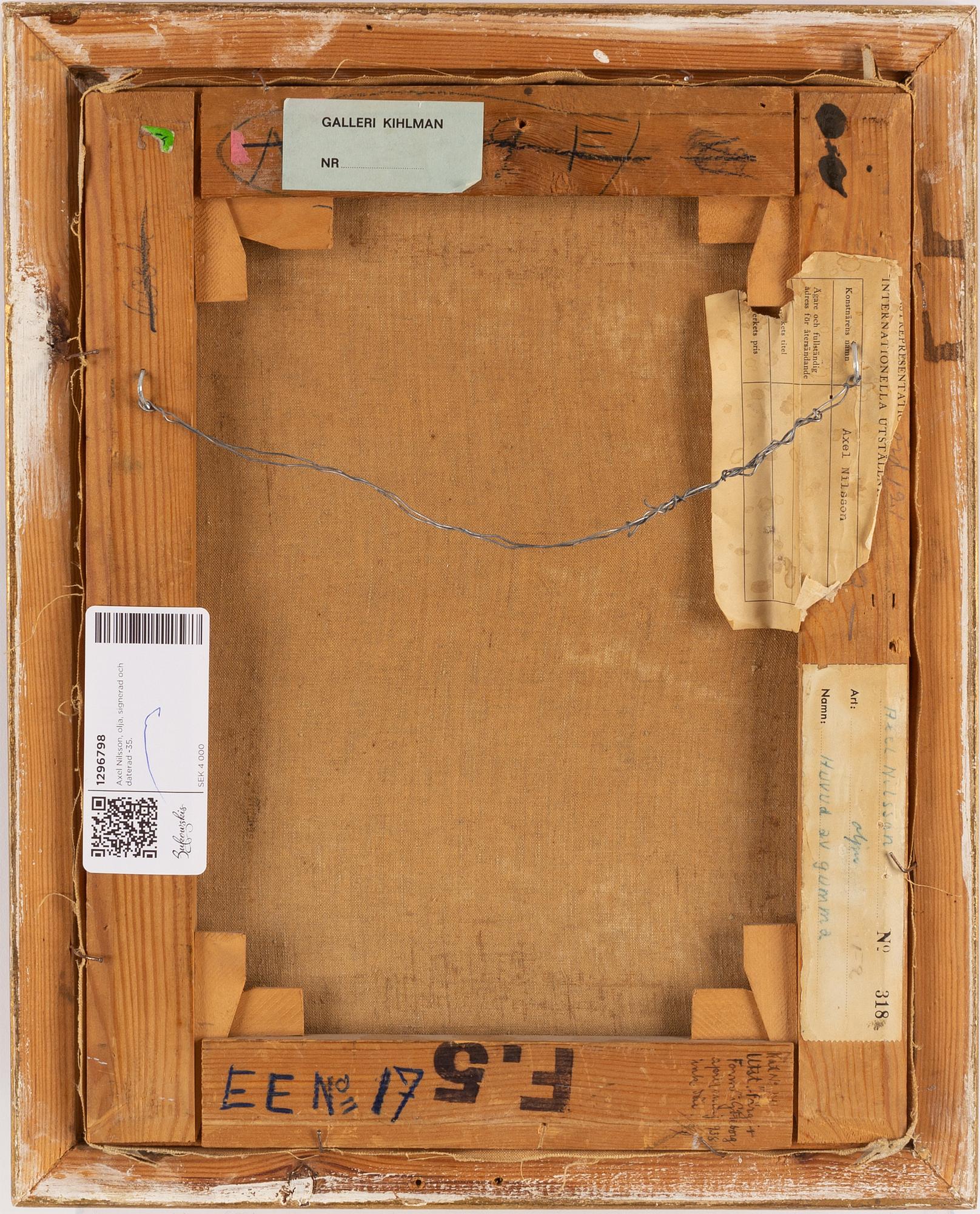 Axel Nilsson, oil on canvas, signed and dated -35.