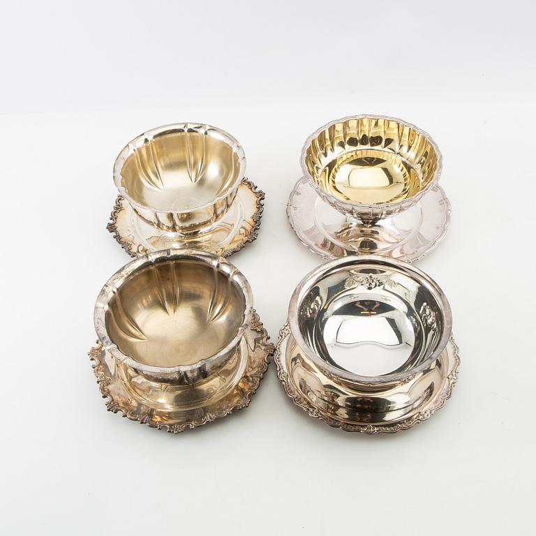 Sauce bowls 4 pcs, silver-plated, first half of the 20th century.