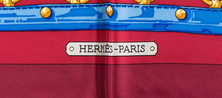 Hermès, an 'Aux Champs' silk scarf.