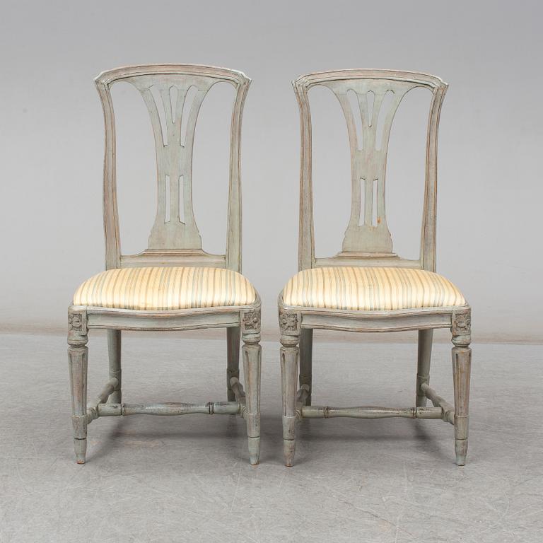 A pair of Gustavian late 18th century chairs.