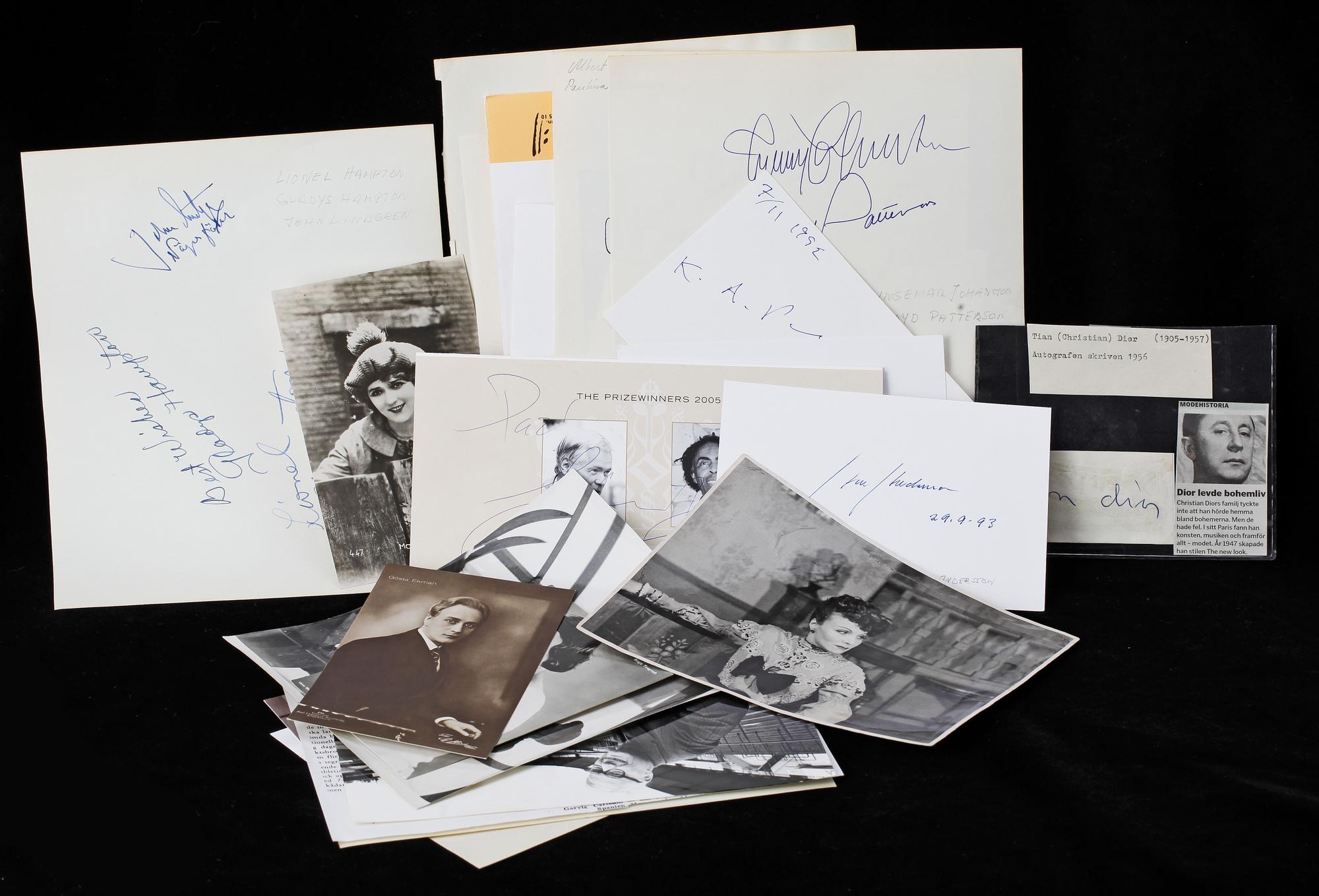 PARTI AUTOGRAFER, 42 st varav 37 egenhändiga autografer. Bla Ingemar Johansson och Floyd Patterson, 1900-tal.