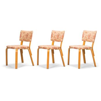 Alvar Aalto, tuoleja, 3 kpl, malli 63 O.Y. Huonekalu- ja Rakennustyötehdas A.B. 1900-luvun puoliväli.