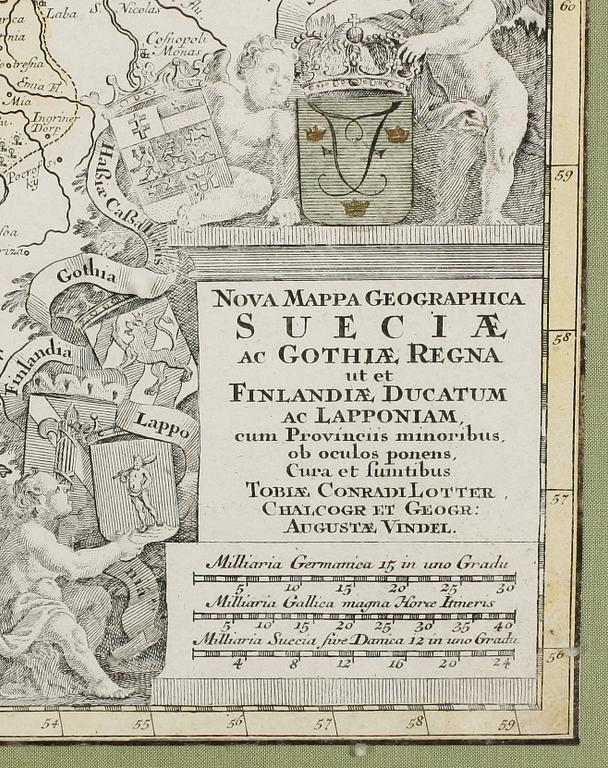 KOPPARSTICK, karta "Nova Mappa Geographica ac Gothiae Regna ut et Finlandiae", Augustae Vindel, 1700-/1800-tal.