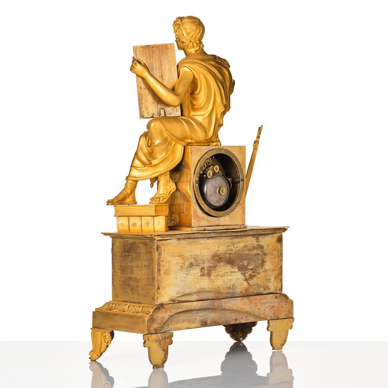 A French Empire mantle clock, early 19th century.