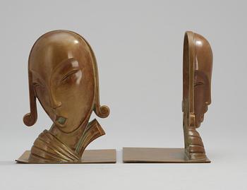 A pair of Carl-Einar Borgström bronze bookends by Ystad Brons.