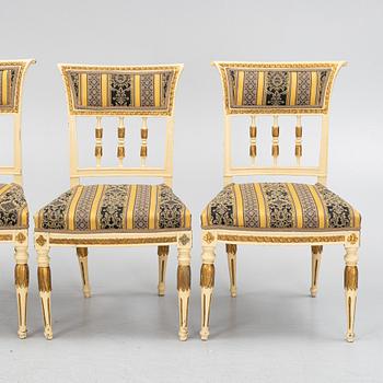 Stolar, fyra stycken, Stockholmsarbeten, omkring 1800, Sengustavianska.