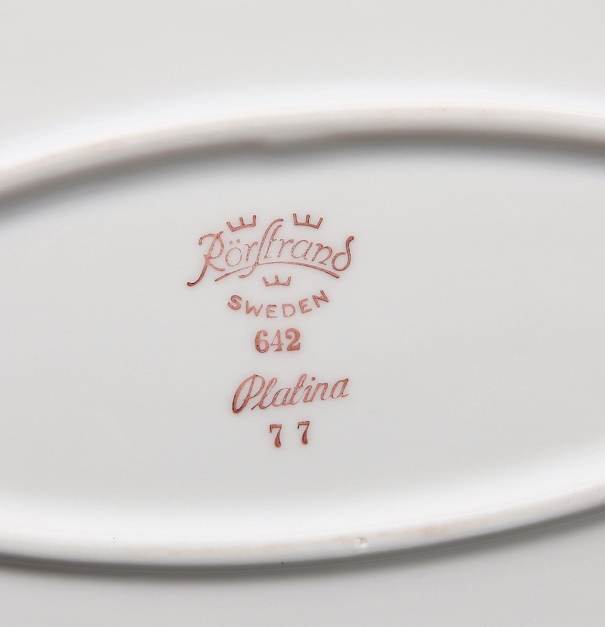 MATSERVIS, 55 delar, porslin, "Platina", Rörstrand, 1950-tal.