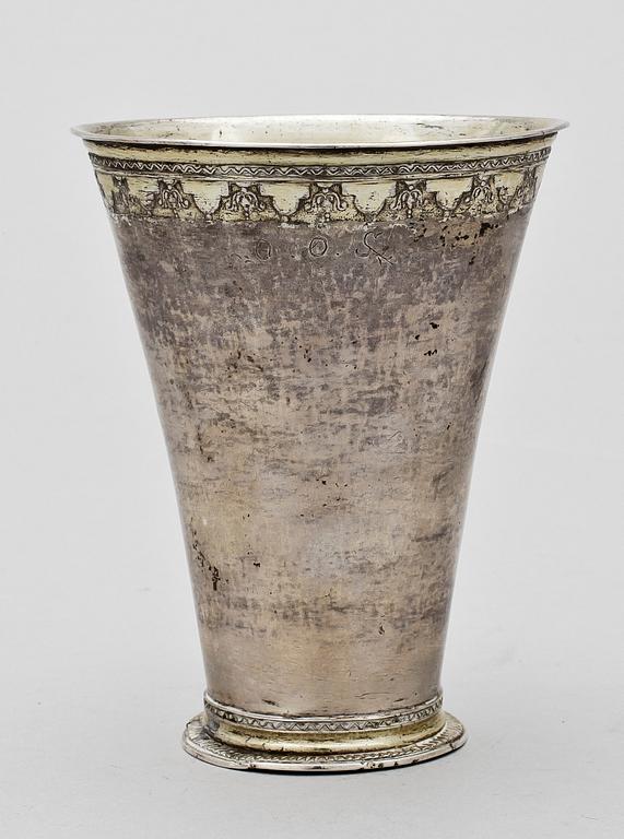 BÄGARE, silver, Daniel Ekelöf, Örebro, 1700-tal. Vikt 138 g.