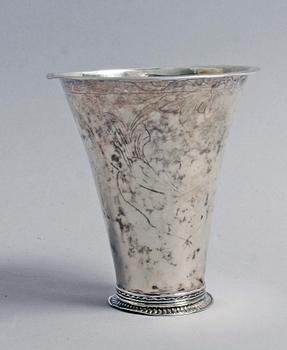 BÄGARE, silver, ciselerad dekor, Lars Larsson Bjugg, 1763.