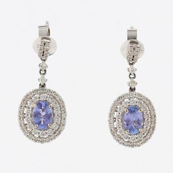 Earrings, 14K white gold with tanzanites and brilliant-cut diamonds.