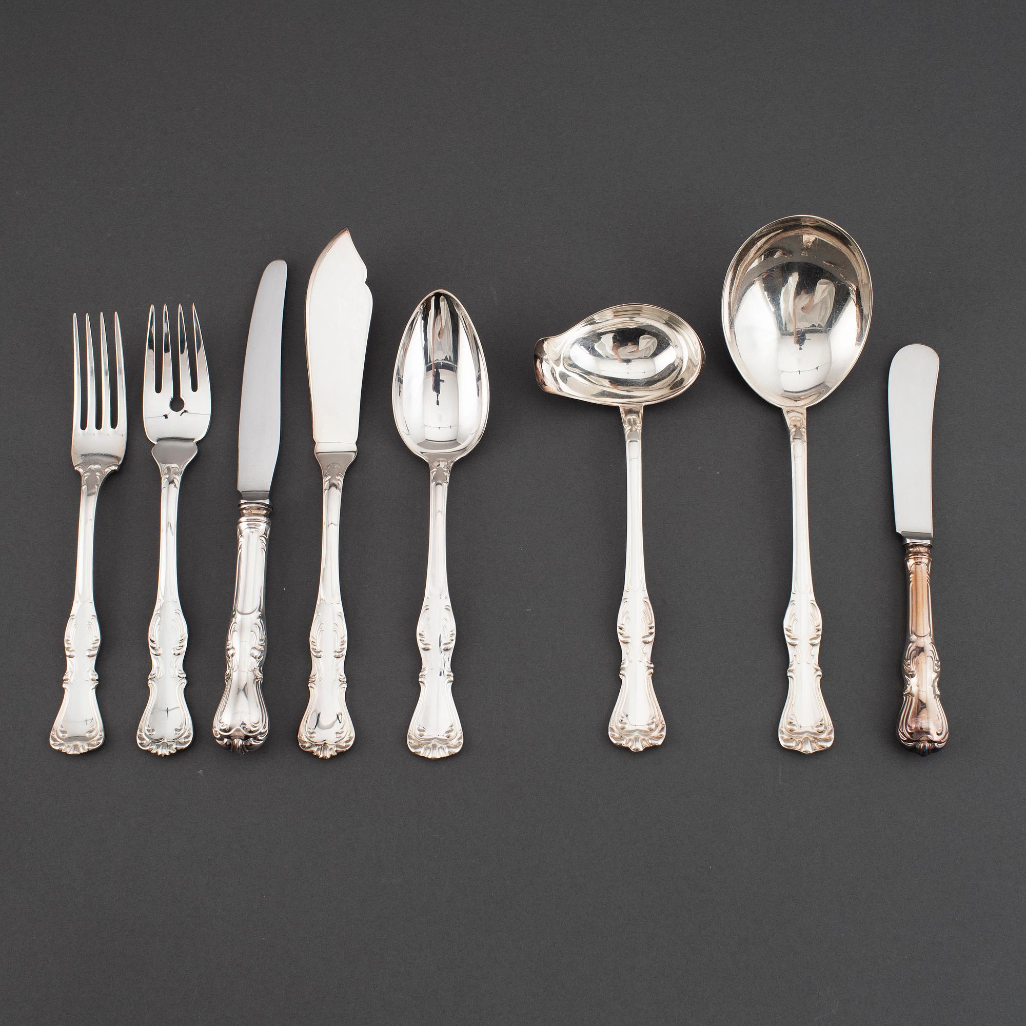 GAB, a 'Prins Albert' part silver cutlety, Stockholm, 1970/80s (53 pieces).