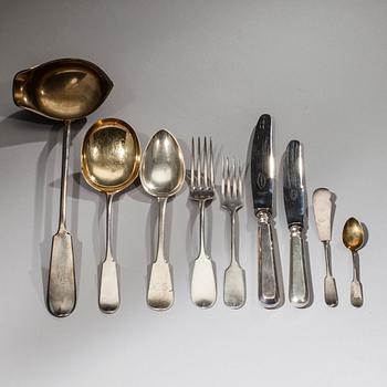 BESTICKUPPSÄTTNING, 65 delar, silver. Vikt ca 1790 g. (exklusive knivblad).