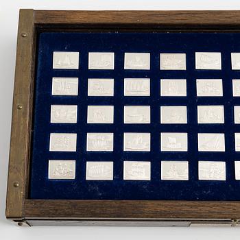 Miniatyrer, 50 st, sterling silver, "Historiens Stora Segelfartyg", Franklin Mint, 1970-tal.