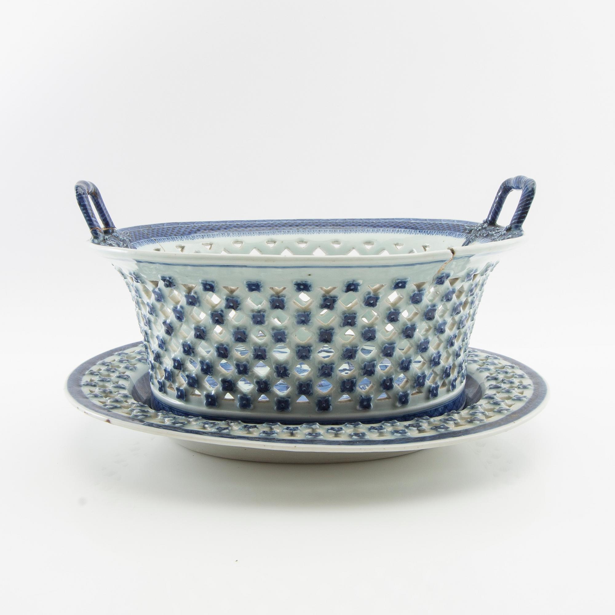 Galleried bowl with plate China circa 1800 porcelain.