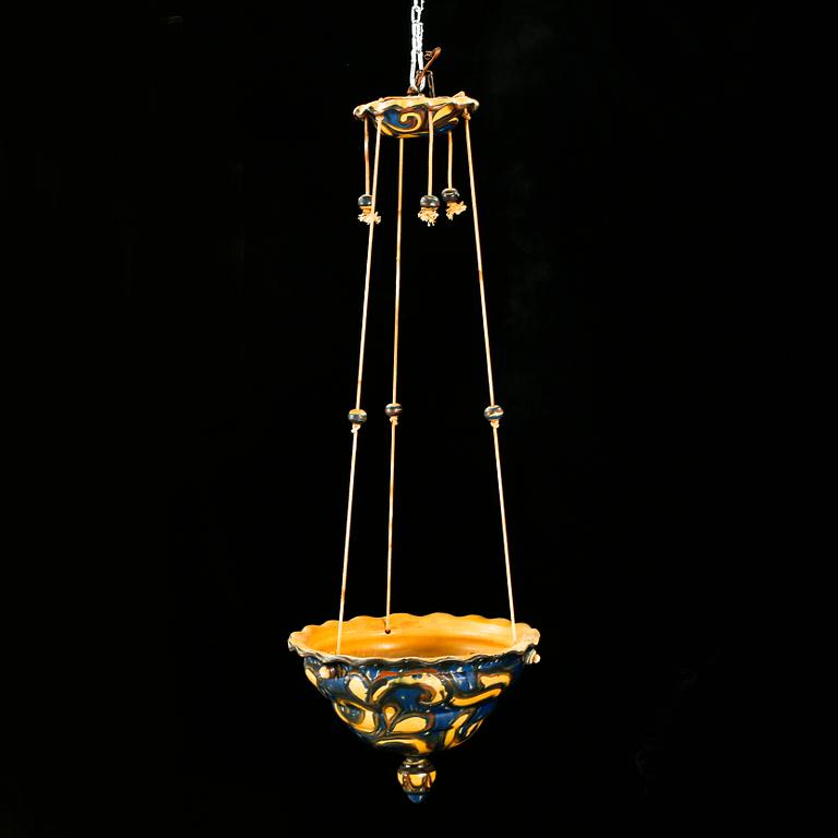 HERMANN AUGUST KÄHLER, växtampel, keramik, Danmark, 1900-talets första hälft, höjd 95 cm.