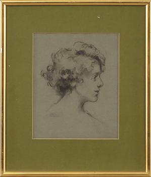 Carl Larsson · CARL LARSSON, tillskriven, kolteckning, monogramsignerad.