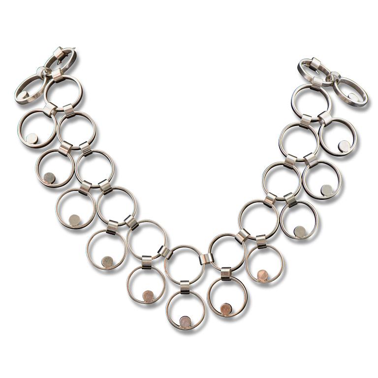 Kaija Aarikka, NECKLACE, silver. Aarikka, Helsinki Finland 1965.