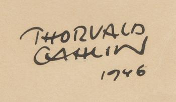 Torvald Gahlin,  tuschteckning signerad och daterad 1946.