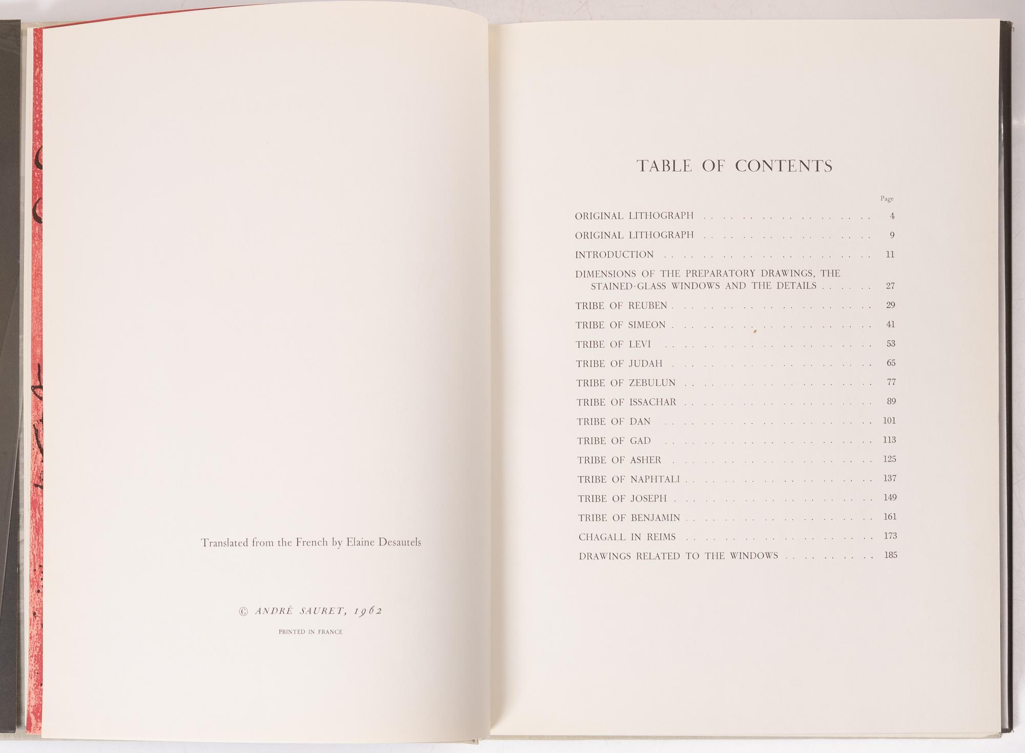 Marc Chagall, Book "The Jerusalem Windows", André Sauret, Monte Carlo, 1962.
