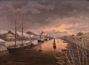 JOHAN JAKOB REINBERG, "A view of the river Aura in Turku".