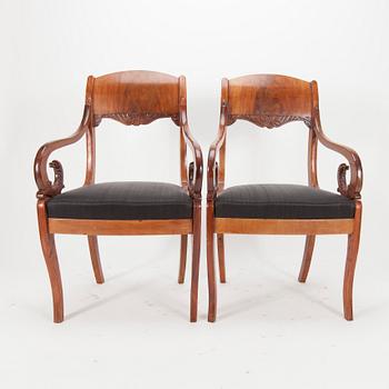 KARMSTOLAR, ett par, biedermeier, Ryssland 1800-talets mitt.