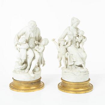 Figurgrupper, ett par, efter Joseph Gott, troligen England, sent 1800-tal.