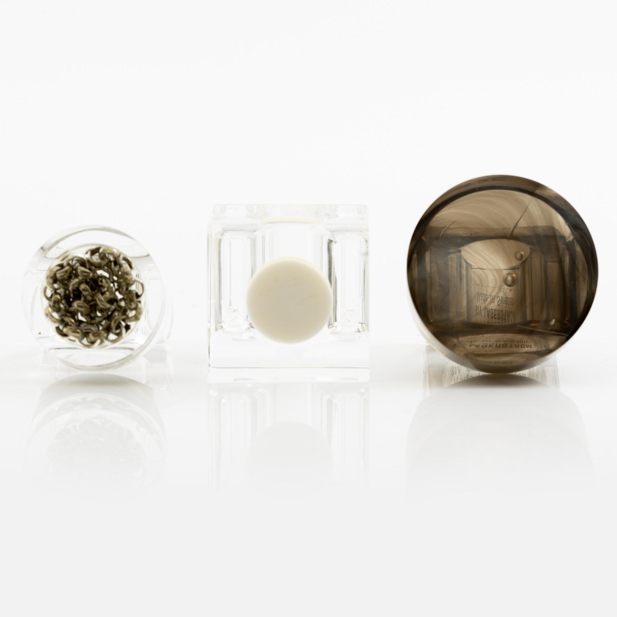 Siv Lagerström, three acrylic rings, 1970s.