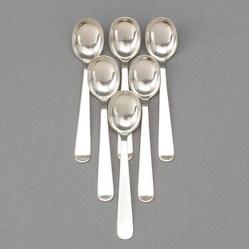 MOCCASKEDAR, 6 st, silver, Wiwen Nilsson, Lund 1951. Total vikt ca 40 gram.