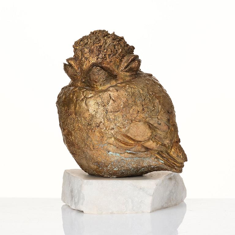 Tyra Lundgren, a gilt bronze sculpture of a bird, Sweden 1960-70s.