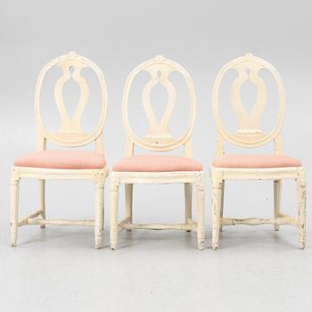 Three Gustavian chairs, late 18th Century.