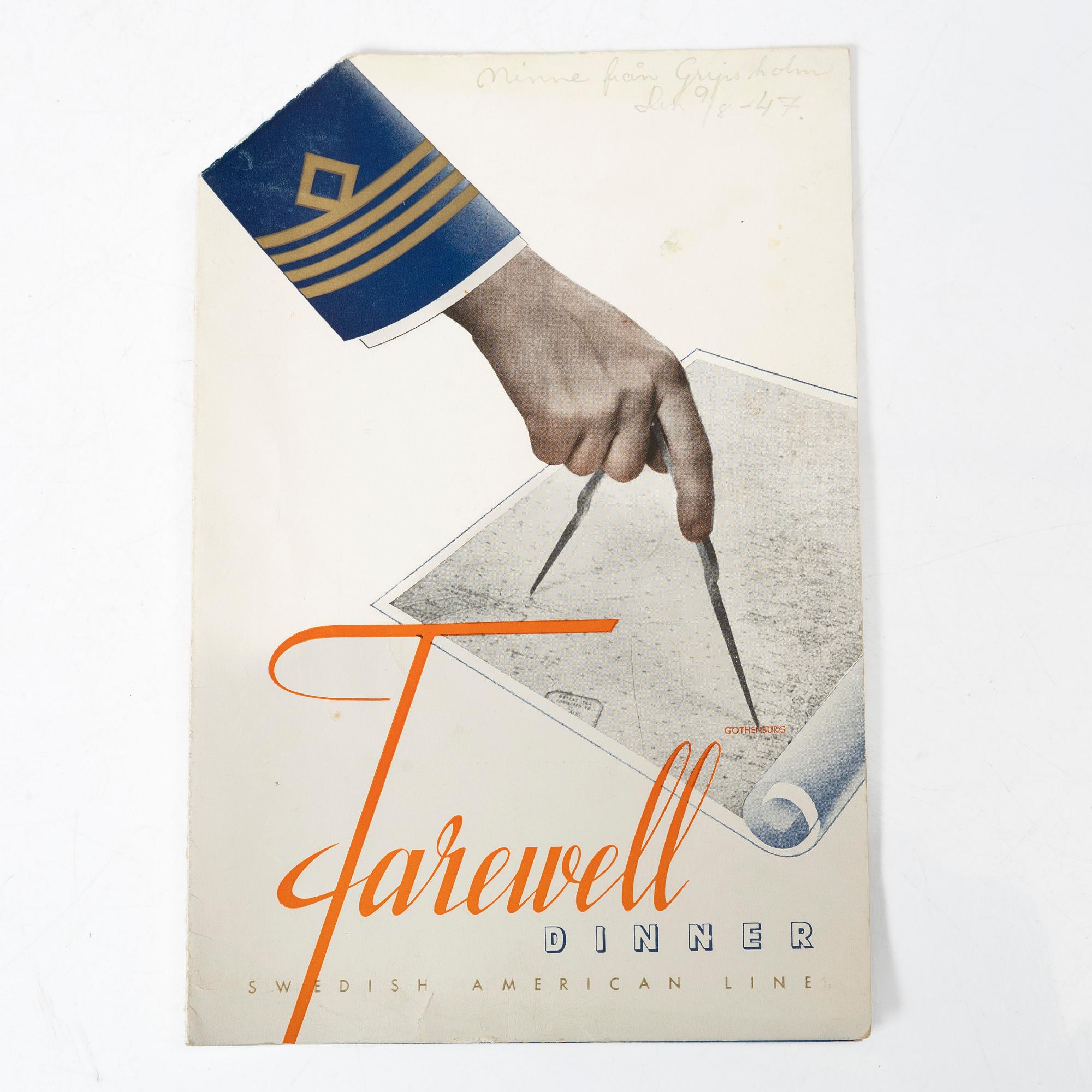 A porcelain water jug, 'Svenska Amerika Linjen', mid 20th Century.