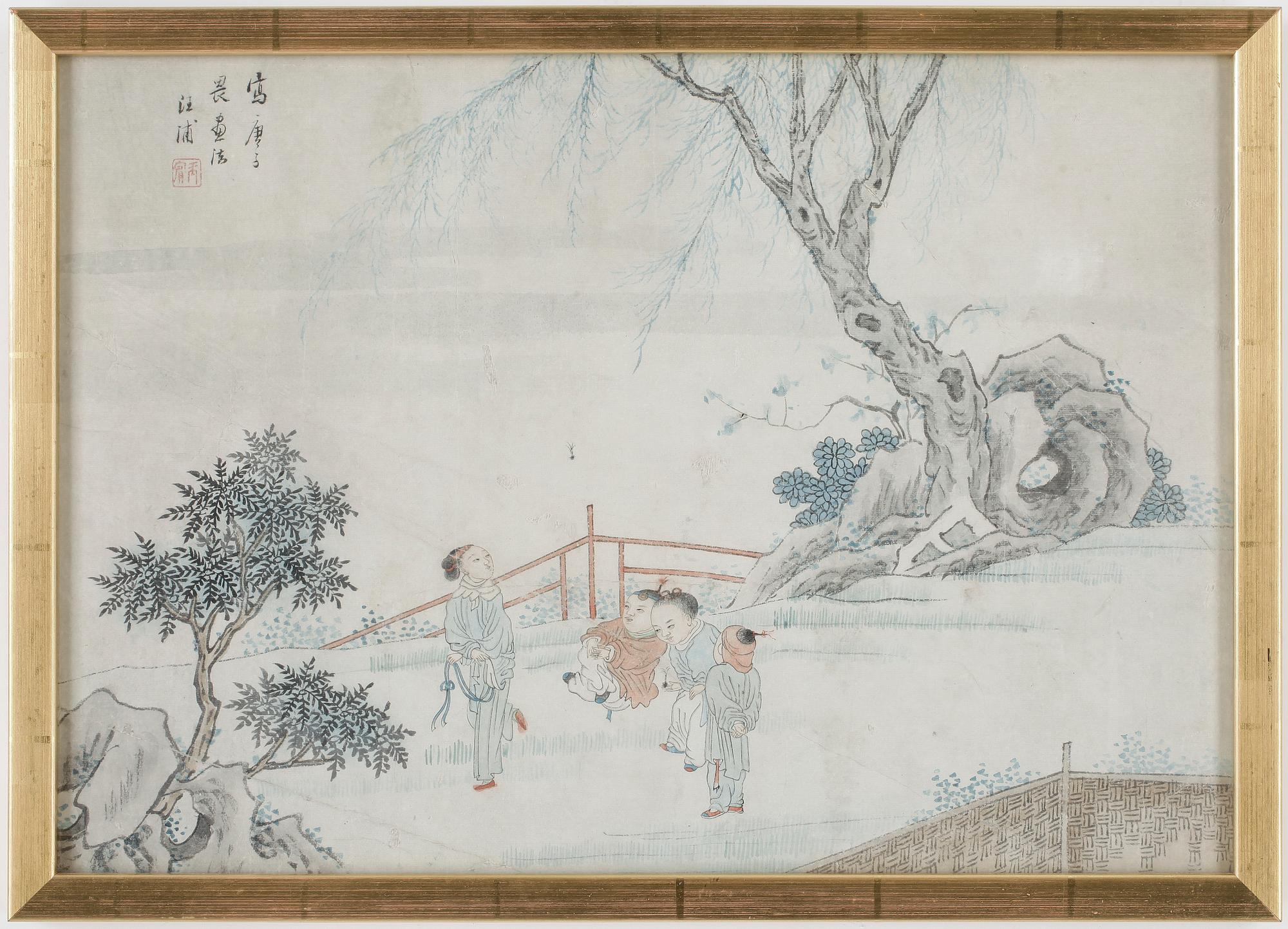 AKVARELL, på papper, Kina omkring 1900.