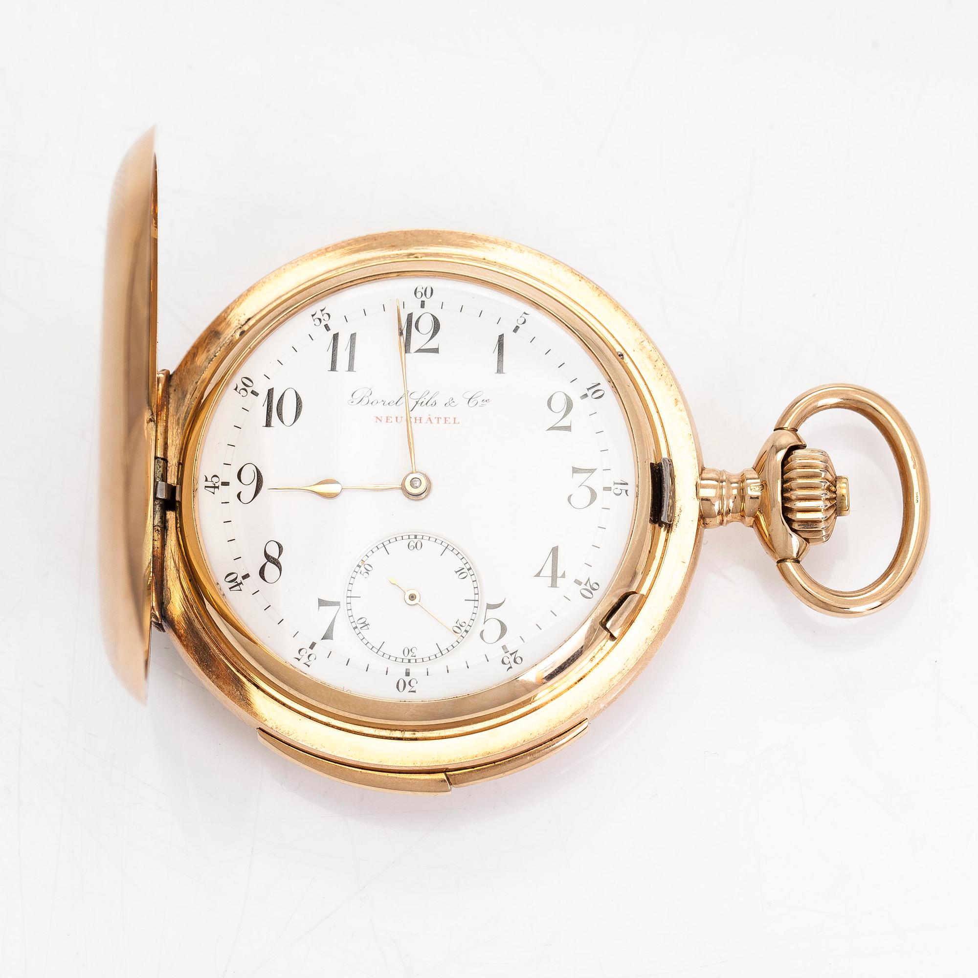 Borel fils & Cie, pocket watch, hunter, quarter repeater, 54 mm.