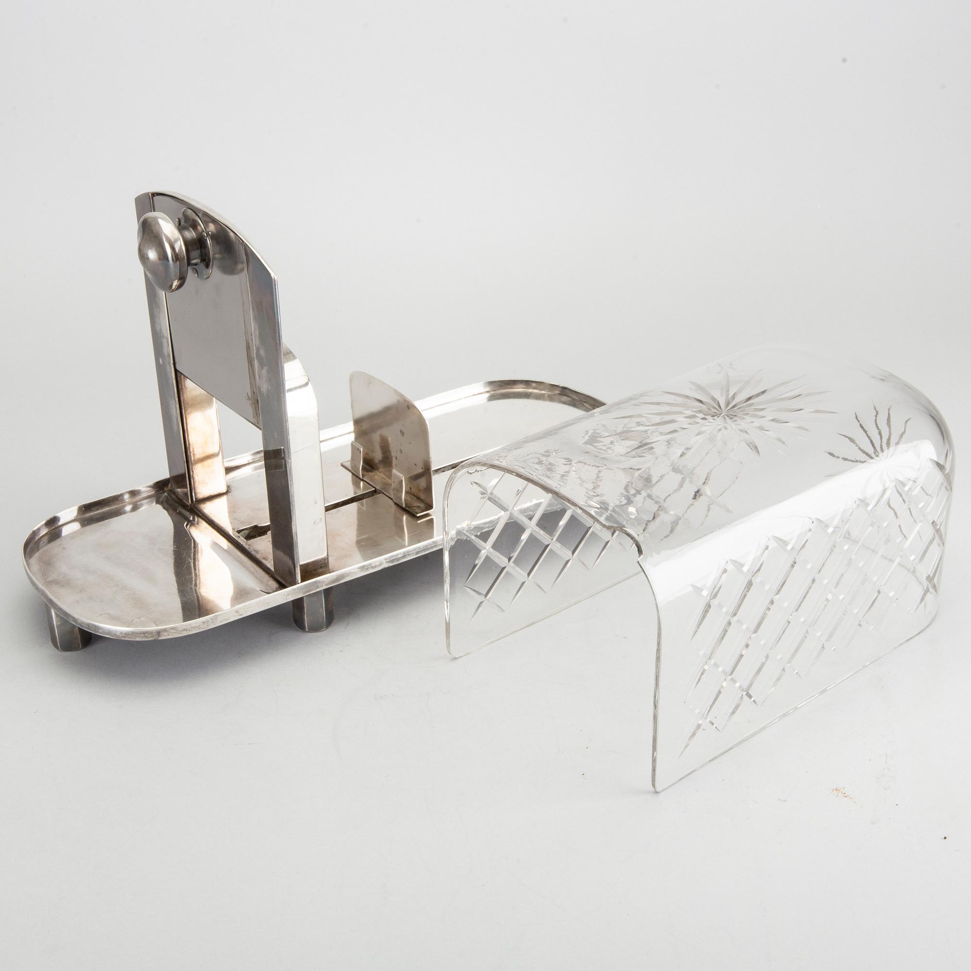 OSTKUPA / OSTGUILLOTIN, glas och nysilver, 1900-tal.
