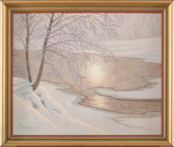 ERNST LINDGREN, olja på pannå, signerad samt daterad -46.