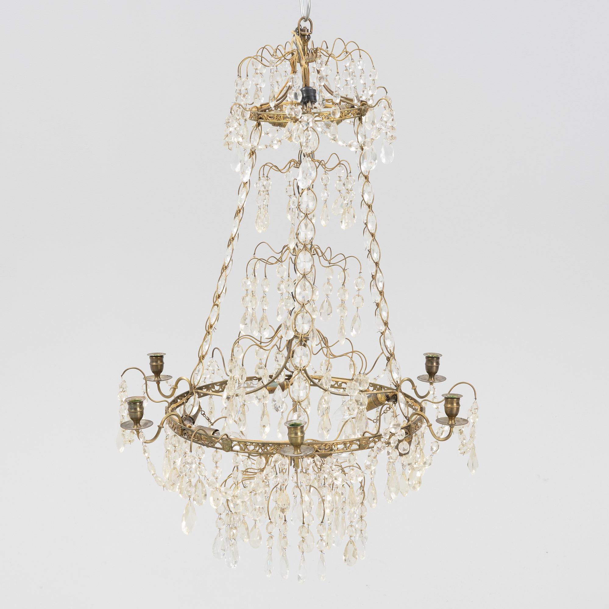A Gustavian style chandelier, first half of the 20th Century.