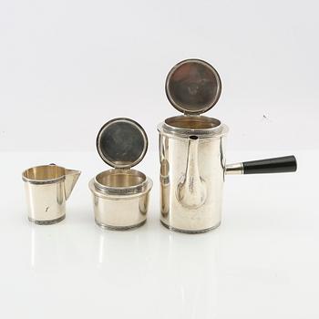 Carlman Silversmide, kaffeservis 3 delar, silver Stockholm  1948.