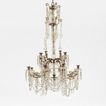 An 18-light chandelier, later part of the 19th Century.