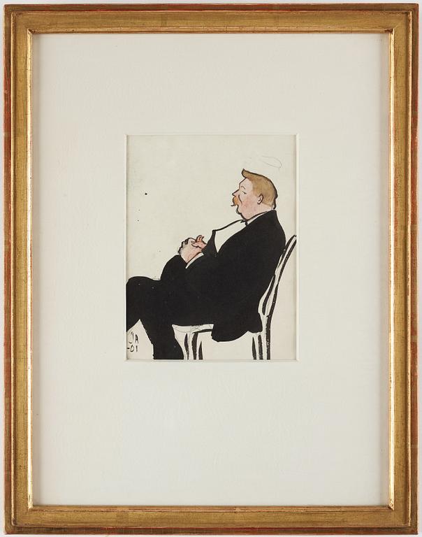 IVAR AROSENIUS, akvarell, tusch och blyerts, signerad och daterad IA -01. "Sittande man".