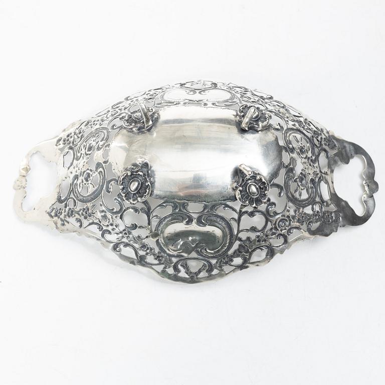 Footed bowl, silver, Rococo style, Swedish import mark, early 20th century.