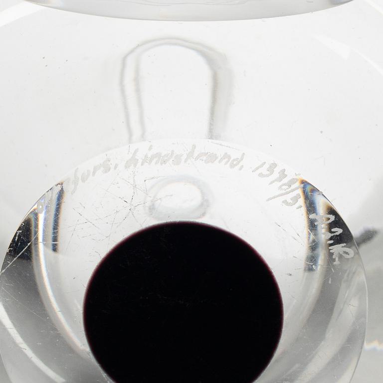 Three glass flacons, including one Vicke Lindstrand, Orrefors.