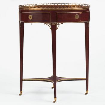 A Gustavian mahogany table, by C D Fick (1776-1806).