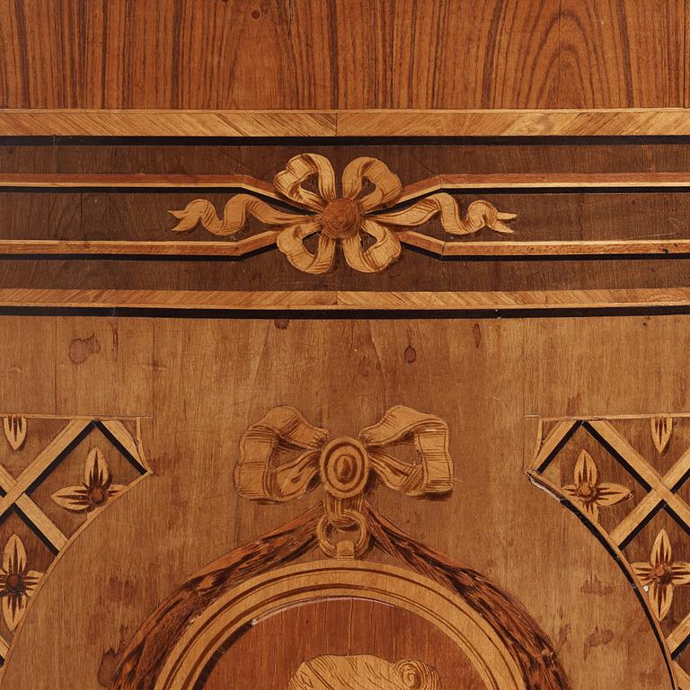 The "De Geer cabinets" a pair of demi-lune cabinets by Georg Haupt (master in Stockholm 1770-1784), Gustavian.