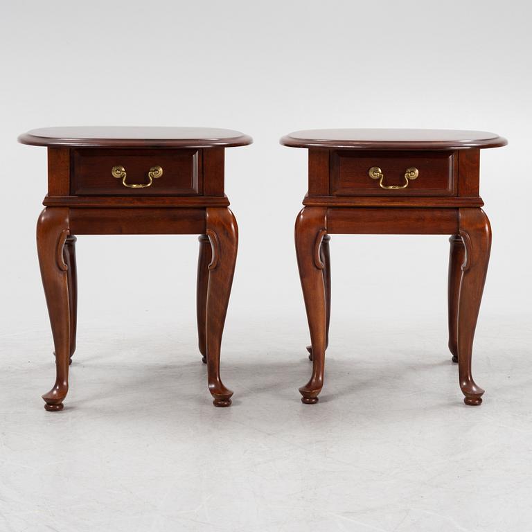 A pair of english style mahogany bedside tables, VIC, Canada, late 20th century.