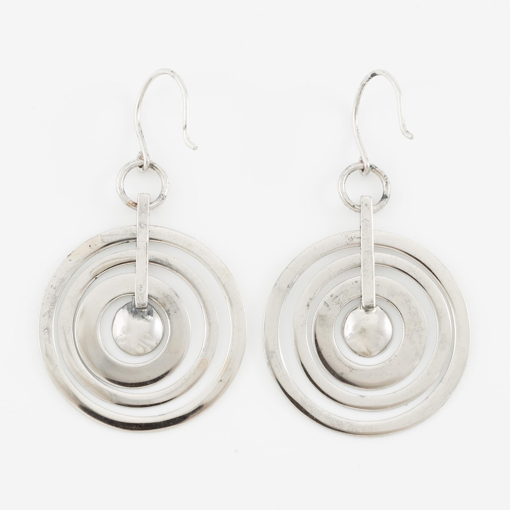 Tapio Wirkkala, a pair of earrings "Silvermoon", sterling silver, for Kultakeskus.