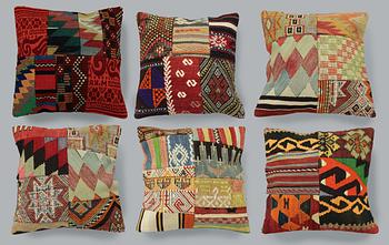A set of six Kilim cushion covers, Anatolian, approx. 50 x 50 cm.